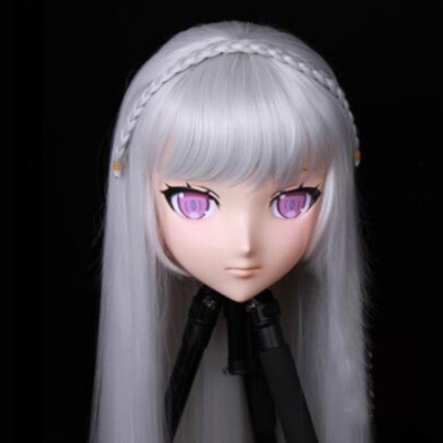 (MSM-01R) Custom Crossdress Female/Girl Resin 3/4 Head Cosplay Japanese Role Play Anime Emilia Kigurumi Mask 